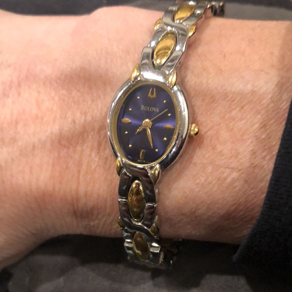 Selling a Bulova women’s watch.  Band is gold and silver colored.